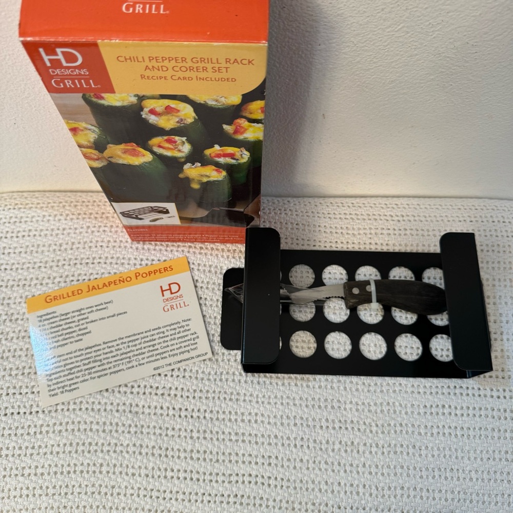 New. HD Designs Grill Chili Pepper Prep Set – Non-Stick Rack & Corer, 18 Peppers